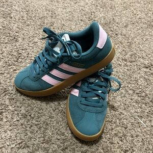 adidas Teal and Pink Suede Low-Top Sneakers